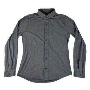 LULULEMON Button‎ Up Dress/Casual Shirt Gray Poly Stretch Size Small - Medium